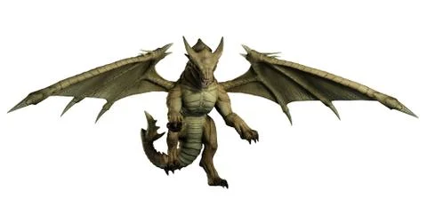 Large Green Dragon Pouncing Stock Illustration