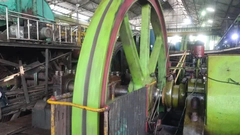 Large green flywheel Stock Footage 309226062