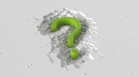 Large Green Question mark minimalist animation with impact effect on white Illustrazione stock