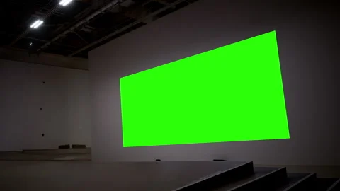 Large Green Screen Projection In Empty Gallery Space Zoom In 库存影片 336676949