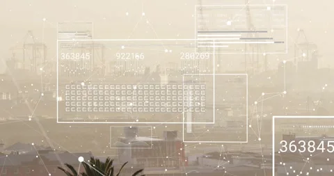 Large grid panel appearing, overlay animating, panels sliding, netting, Stock Footage 322119734