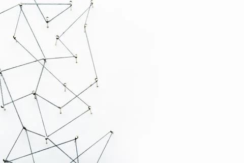A large grid of pins connected with string. Communication, network concept Stock Photos