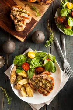 Large grilled pork chop Foto stock