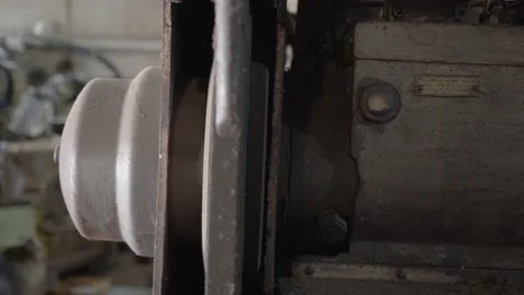 Large grinding wheel in the garage Stock Footage 134256151