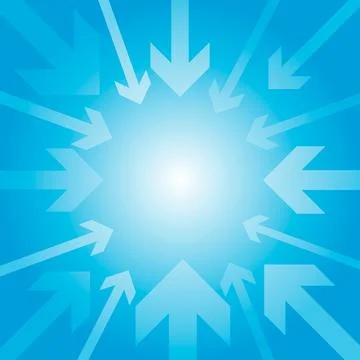 A large group of arrows pointing towards the center. Target designation. Show Stock Illustration