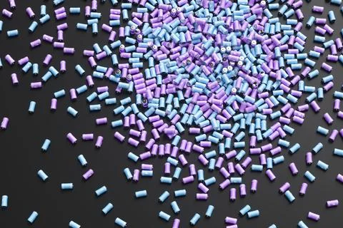 Large group of batteries on a black background. 3d render illustration. Stock Illustration