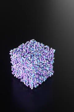 Large group of batteries on a black background. 3d render illustration. Stockillustratie