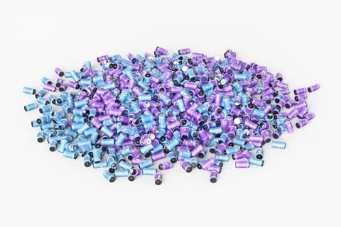 Large group of batteries on a white background. 3d render illustration. 스톡 일러스트