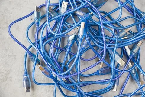 Large group of blue cables Stock Photos