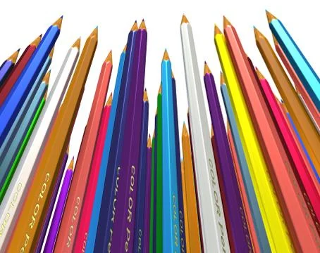 Large group of colored pencils. Stock Illustration