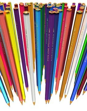 Large group of colored pencils. Stock Illustration