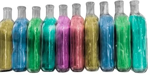 Large group of empty  bottles on white isolated background Stock Photos