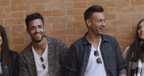 Large group of friends having fun outdoors. shot in slow motion Stock Footage 89613913