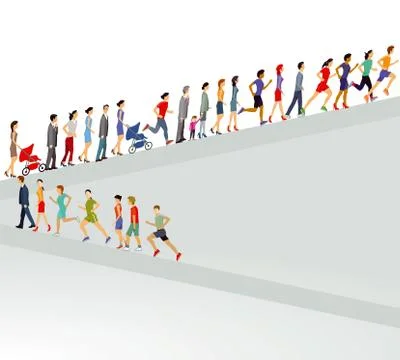 Large group goes up illustration Stock Illustration