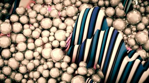 Large group of grey abstract orbs or pearls or spheres Stock Illustration