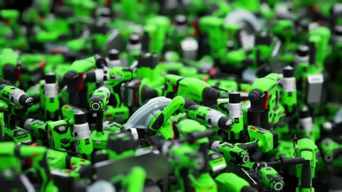 Large group of industrial tools. 3D rendering. Stock Footage 202313736