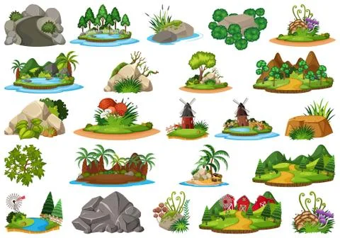 Large group of isolated objects theme - nature Stock Illustration