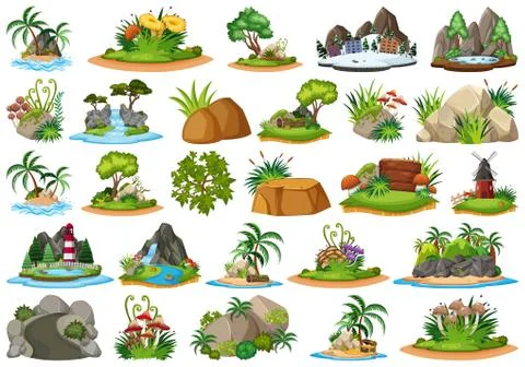 Large group of isolated objects theme - nature Stock Illustration