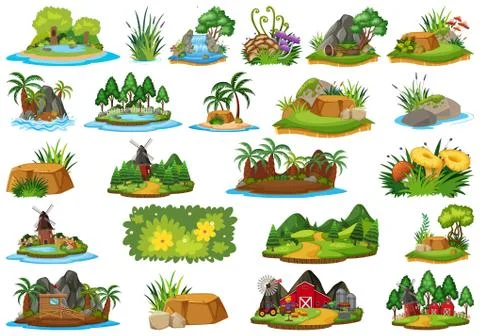 Large group of isolated objects theme - nature Stock Illustration