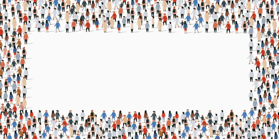 Large group of people background. Crowd frame Stock Illustration