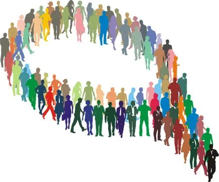 A large group of people in the form of bubble Stock Illustration