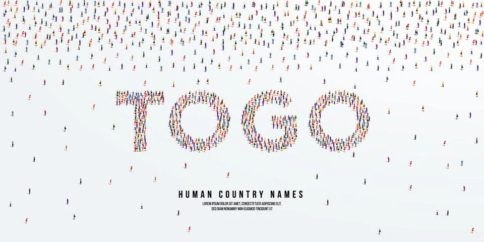 Large group of people form to create country name Togo. vector illustration. Stock Illustration