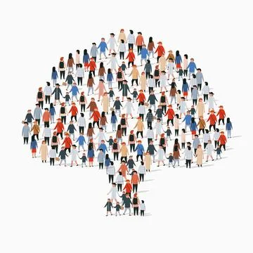 Large group of people in form of tree. 스톡 일러스트