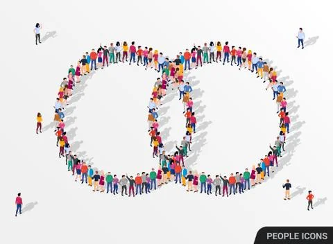 A large group of people in the form of two joined circles. Stock Illustration