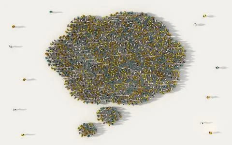 Large group of people forming a cloud thought symbol in social media and comm Stock Photos