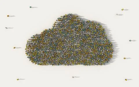 Large group of people forming cloud symbol in social media and community conc Foto stock