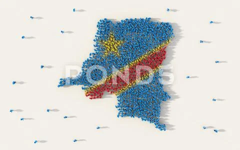 Large group of people forming Democratic Republic of the Congo map and nation Stock Photos