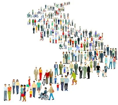 Large group of people in a row Stock Illustration