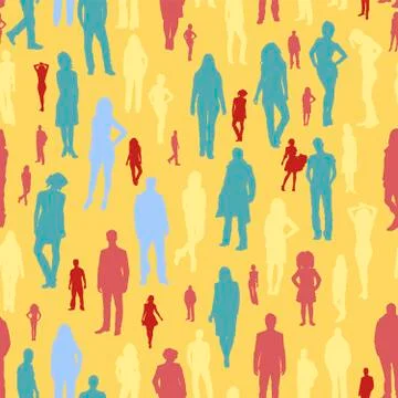 Large group of people seamless pattern Stock Illustration