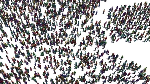 Large group of people seen from above gathered in the shape of a gear icon Stock Footage 139456904