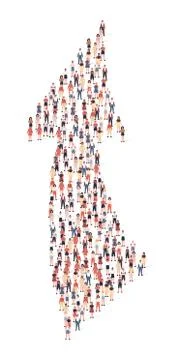 Large group of people in shape arrow. Vector illustration Stock Illustration
