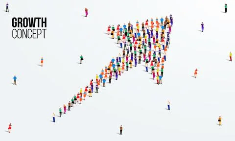 Large group of people in the shape of an arrow. Business growth concept. Stock Illustration