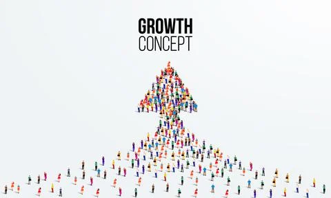 Large group of people in the shape of an arrow. Business growth concept. Stock Illustration