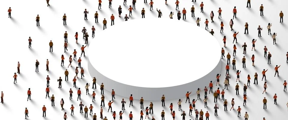Large group of people in the shape of a circle. People crowd concept. Stock Illustration