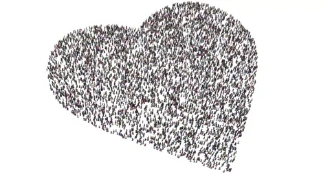 Large group of people in the shape of a heart Stock Footage 139456893