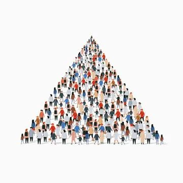 Large group of people in shape of pyramid. Infographics concept. Stock Illustration