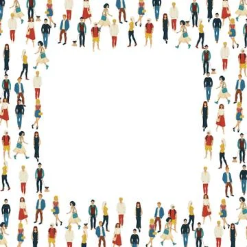 Large group of people in the shape of square. Vector illustration イラスト素材