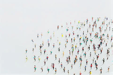 A large group of people skiing down a hill together in the snow with skis o.. Stock Illustration
