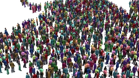 Large group of people standing in the form of a world map. 3d illustration Stock Footage 150349840