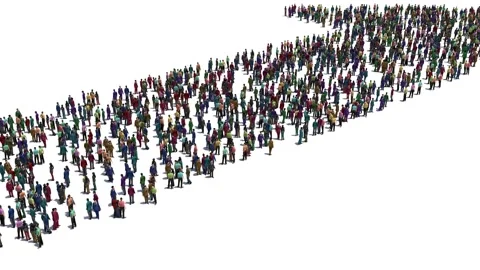 Large group of people stood in the shape of an arrow Stock Footage 139264986
