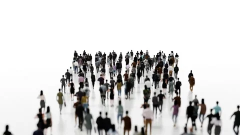 Large group of people walking forward isolated on a white background Stock Footage 297690850