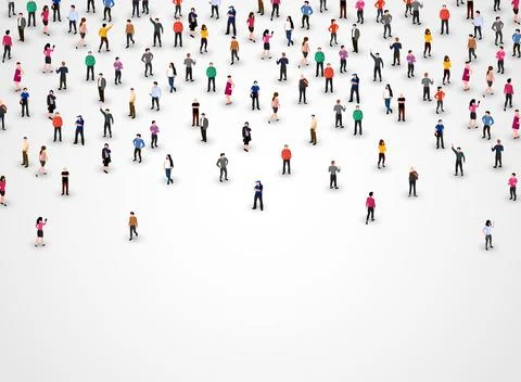 Large group of people on white background. People crowd concept. Stock Illustration