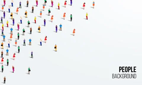 Large group of people on white background. People crowd concept. Stock Illustration