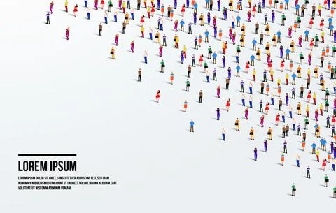 A large group of people on white background. People crowd background. Stock Illustration