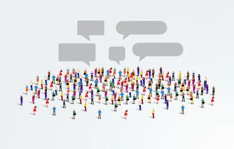 A large group of people on a white background. Aerial view of people crowd. Stock Illustration