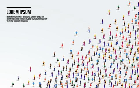 A large group of people on white background. People crowd background. Stock Illustration